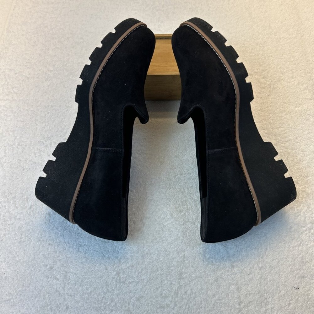 Vionic Willa Black Suede Loafers Black Soles 2" Platform SZ 9 Original Box - Picture 5 of 9